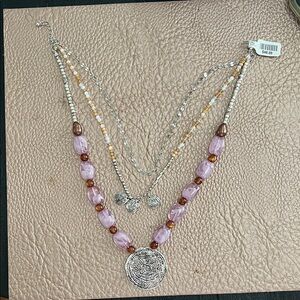 Elegant Silver and Purple Layered Necklace